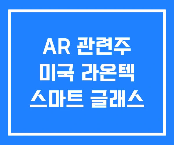 AR 관련주 미국 라온텍 스마트 글래스