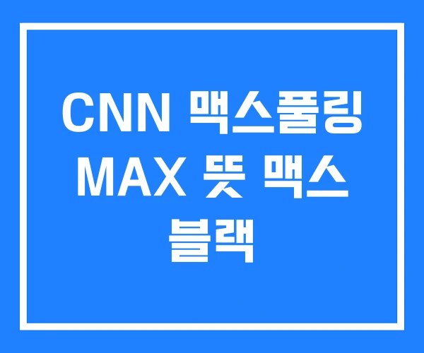 CNN 맥스풀링 MAX 뜻 맥스 블랙 CNN 맥스풀링 MAX 뜻 맥스 블랙