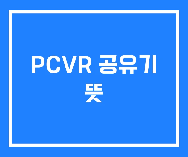 PCVR 공유기 뜻 PCVR 공유기 뜻