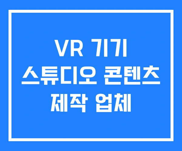 VR 기기 스튜디오 콘텐츠 제작 업체