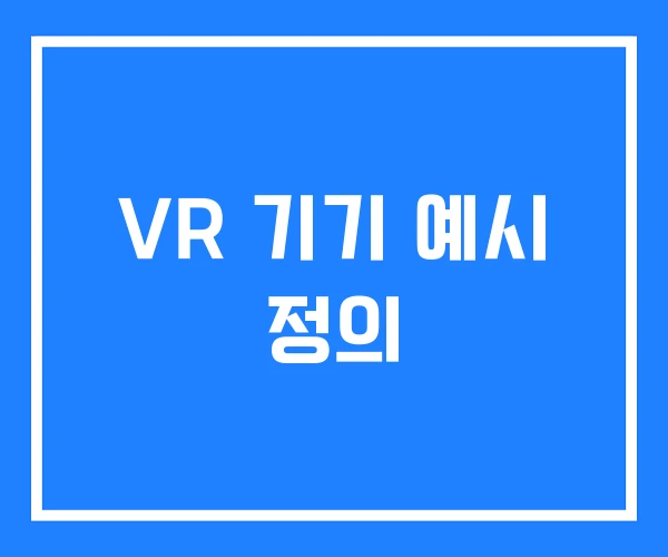 VR 기기 예시 정의