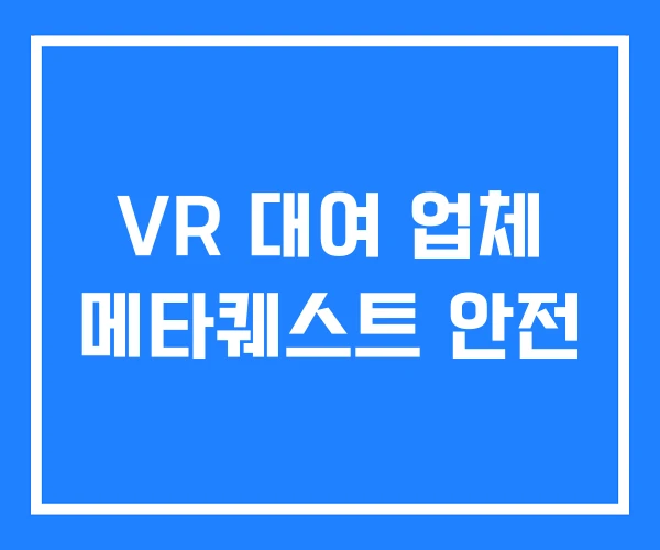 VR 대여 업체 메타퀘스트 안전