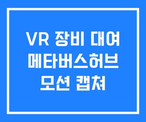 VR 장비 대여 메타버스허브 모션 캡쳐