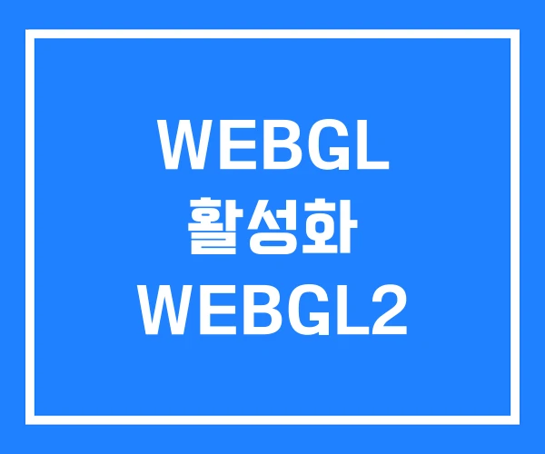 WEBGL 활성화 WEBGL2 WEBGL 활성화 WEBGL2