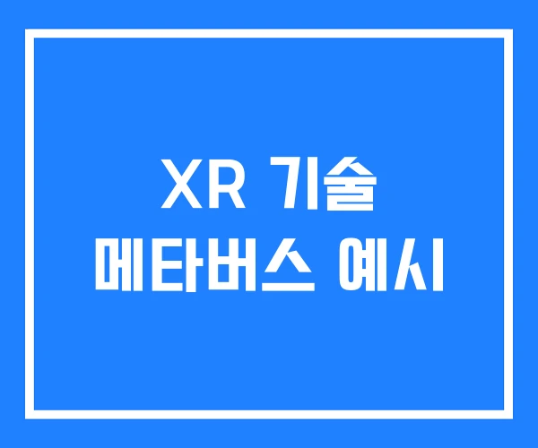 XR 기술 메타버스 예시 XR 기술 메타버스 예시