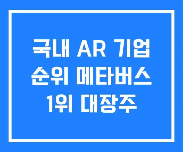 국내 AR 기업 순위 메타버스 1위 대장주