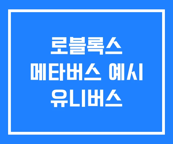로블록스 메타버스 예시 유니버스