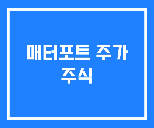 매터포트 주가 주식