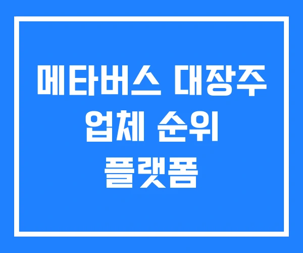 메타버스 대장주 업체 순위 플랫폼