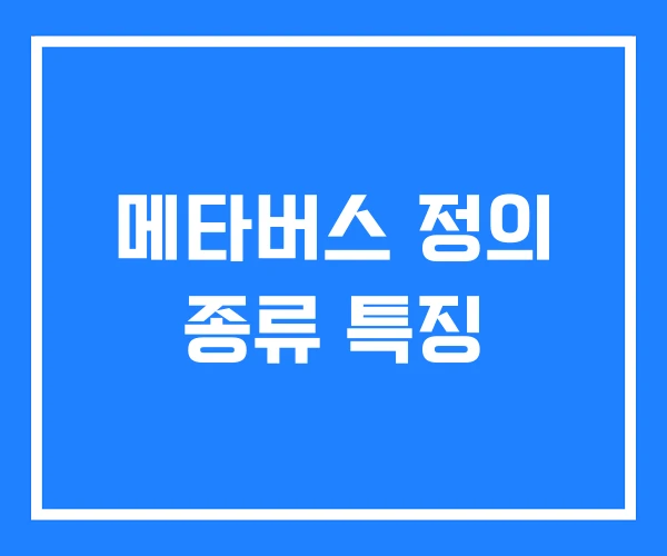 메타버스 정의 종류 특징