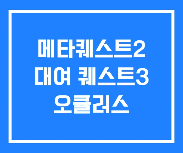 메타퀘스트2 대여 퀘스트3 오큘러스