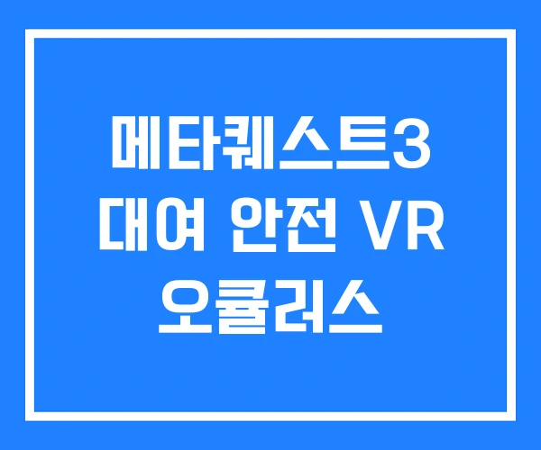 메타퀘스트3 대여 안전 VR 오큘러스