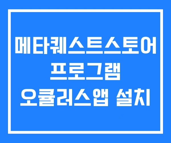 메타퀘스트스토어 프로그램 오큘러스앱 설치