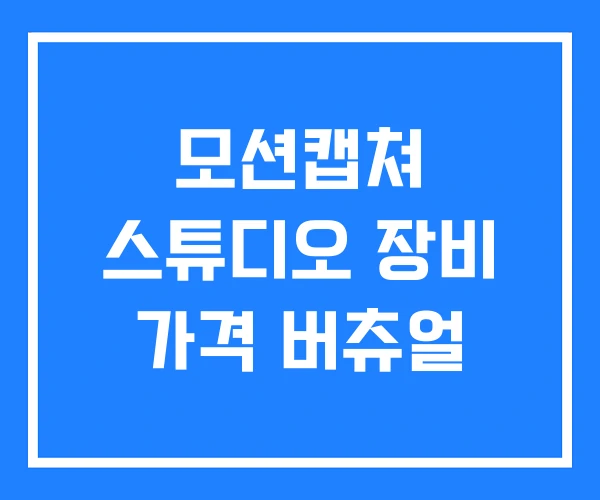모션캡쳐 스튜디오 장비 가격 버츄얼 모션캡쳐 스튜디오 장비 가격 버츄얼