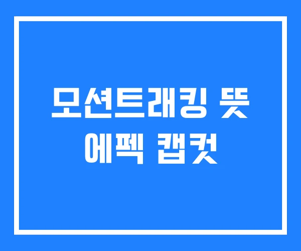 모션트래킹 뜻 에펙 캡컷 모션트래킹 뜻 에펙 캡컷