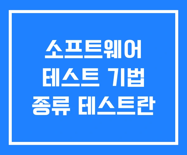 소프트웨어 테스트 기법 종류 테스트란