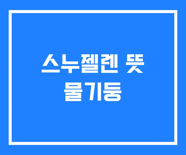 스누젤렌 뜻 물기둥 스누젤렌 뜻 물기둥