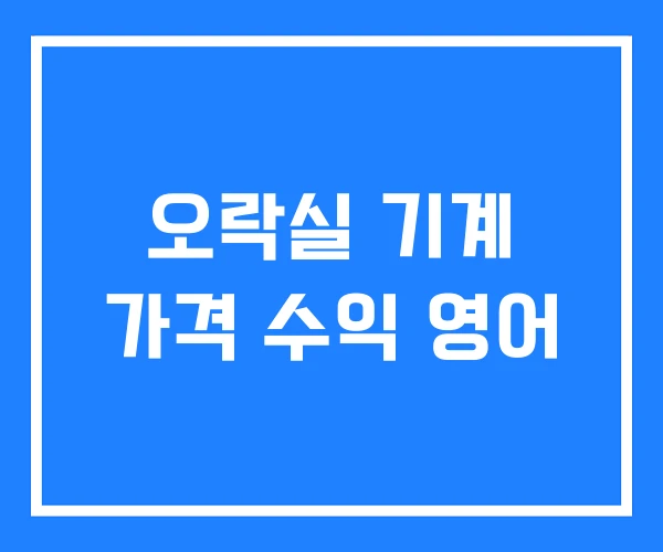 오락실 기계 가격 수익 영어 오락실 기계 가격 수익 영어