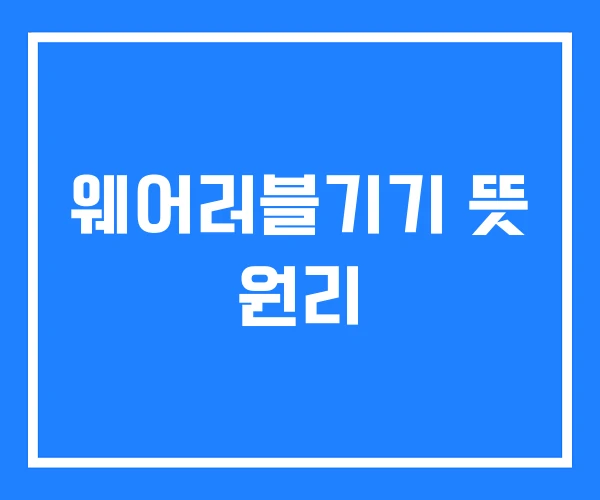 웨어러블기기 뜻 원리 웨어러블기기 뜻 원리