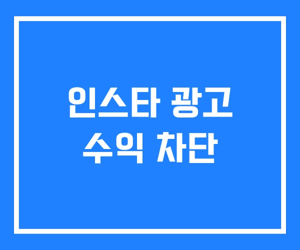 인스타 광고 수익 차단