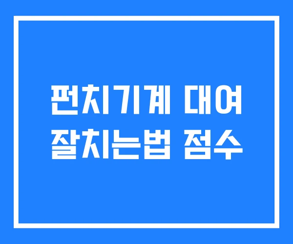 펀치기계 대여 잘치는법 점수 펀치기계 대여 잘치는법 점수